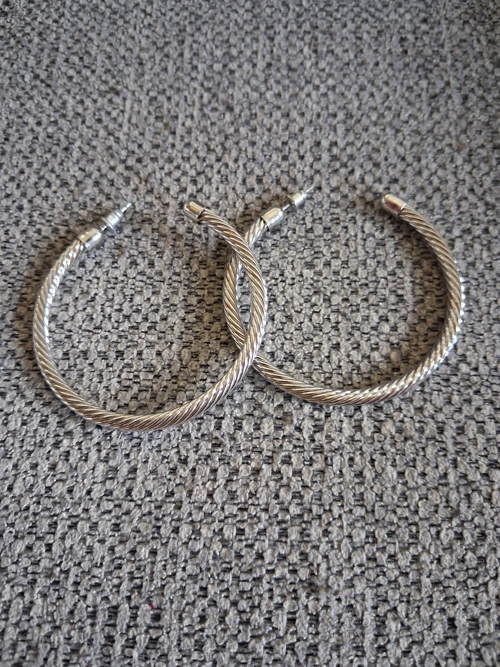 Silver-Tone Twisted Hoop Earrings - Women Jewelry